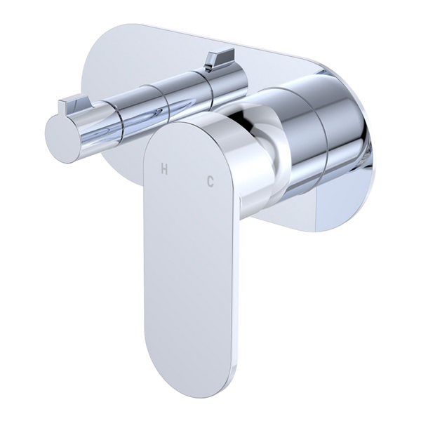 Fienza Empire Slim Wall Diverter Mixer Large Oval Plate Horizontal Chrome Lead Free