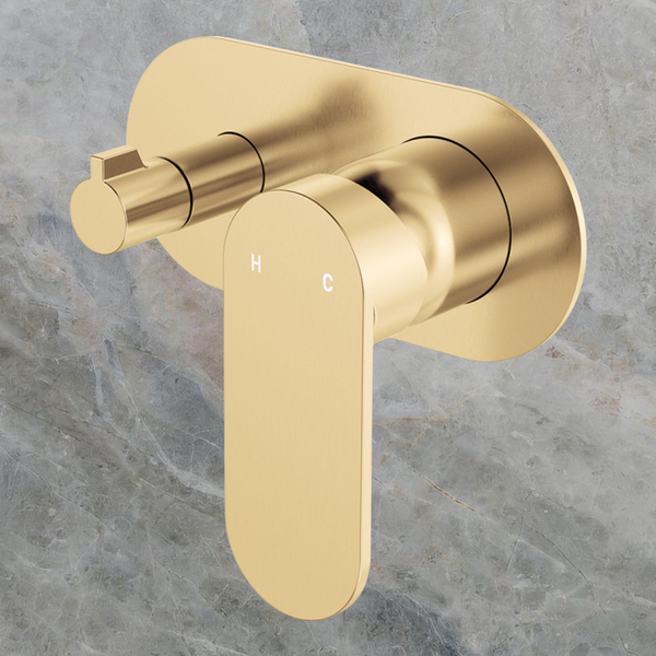 Fienza Empire Slim Wall Diverter Mixer Large Oval Plate Horizontal Urban Brass Lead Free