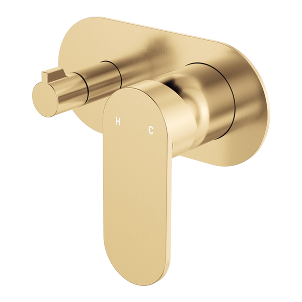Fienza Empire Slim Wall Diverter Mixer Large Oval Plate Horizontal Urban Brass Lead Free