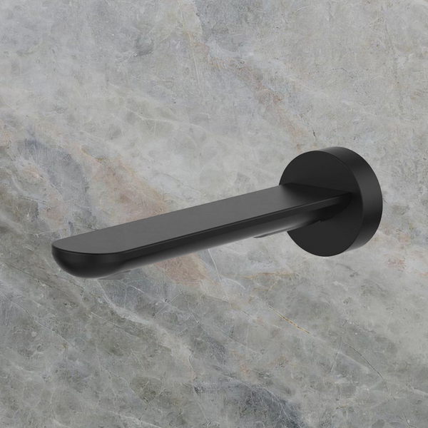 Fienza Empire Slim Wall Basin/Bath Outlet 180mm Round Plate Matte Black Lead Free