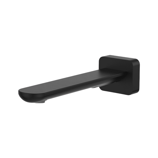 Fienza Empire Slim Wall Basin/Bath Outlet 180mm Square Plate Matte Black Lead Free