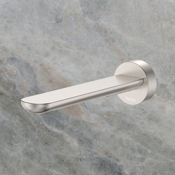 Fienza Empire Slim Wall Basin/Bath Outlet 180mm Round Plate Brushed Nickel Lead Free