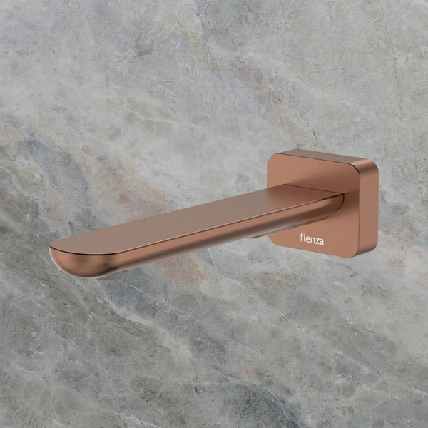 Fienza Empire Slim Wall Basin/Bath Outlet 180mm Square Plate Brushed Copper Lead Free