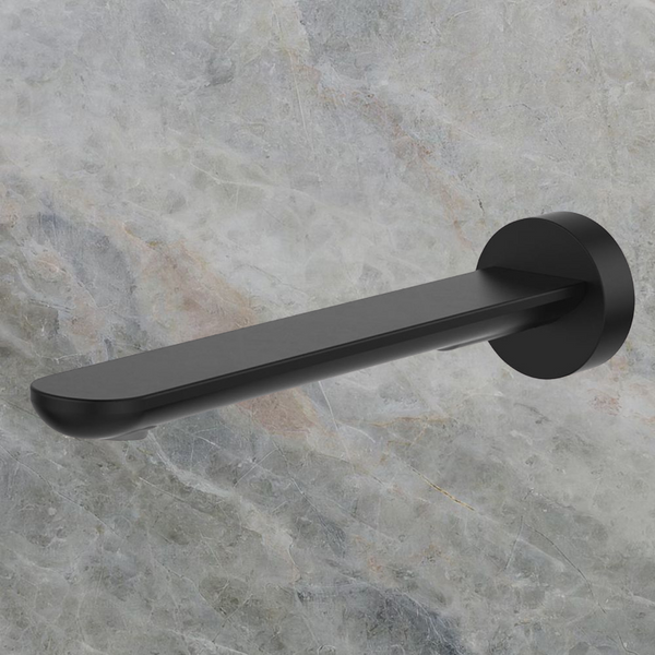 Fienza Empire Slim Wall Bath/Basin Outlet 220mm Round Plate Matte Black Lead Free