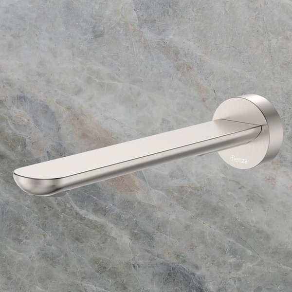Fienza Empire Slim Wall Bath/Basin Outlet 220mm Round Plate Brushed Nickel Lead Free