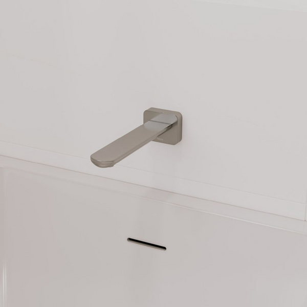 Fienza Empire Slim Wall Basin/Bath Outlet 220mm Square Plate Brushed Nickel Lead Free