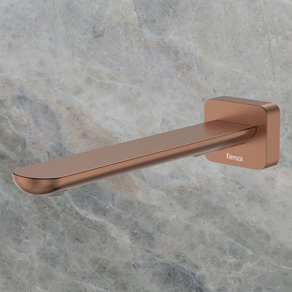 Fienza Empire Slim Wall Basin/Bath Outlet 220mm Square Plate Brushed Copper Lead Free
