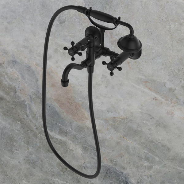 Fienza Lillian Exposed Bath Tap Set with Hand Shower Matte Black