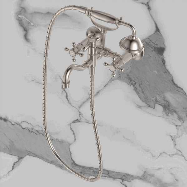 Fienza Lillian Exposed Bath Tap Set with Hand Shower Brushed Nickel