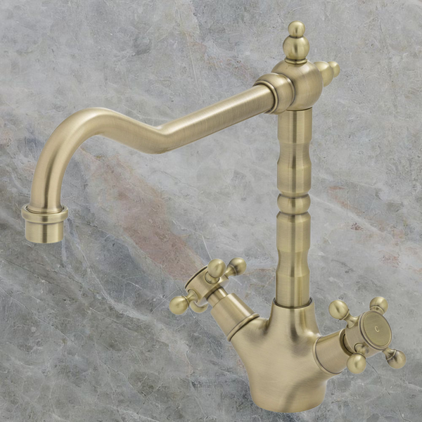 Fienza Lillian Shepherds Crook Sink Mixer Champagne