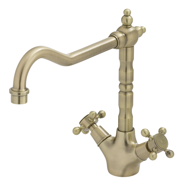 Fienza Lillian Shepherds Crook Sink Mixer Champagne