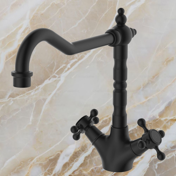 Fienza Lillian Shepherds Crook Sink Mixer Matte Black
