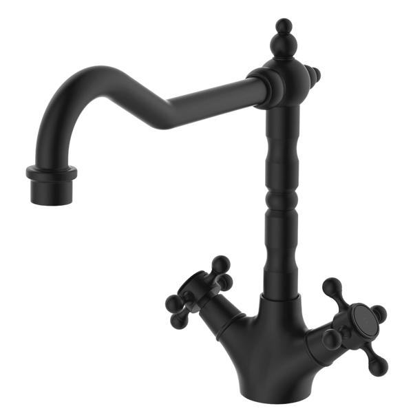 Fienza Lillian Shepherds Crook Sink Mixer Matte Black