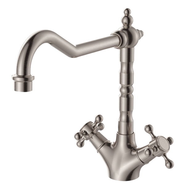 Fienza Lillian Shepherds Crook Sink Mixer Brushed Nickel