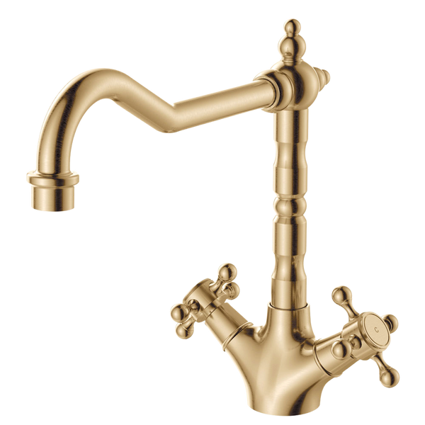 Fienza Lillian Shepherds Crook Sink Mixer Urban Brass