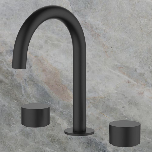 Fienza Kaya Round Hob Set Round Taps Matte Black Lead Free