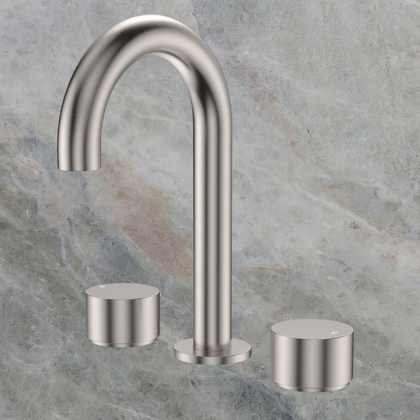 Fienza Kaya Round Hob Set Round Taps Brushed Nickel Lead Free
