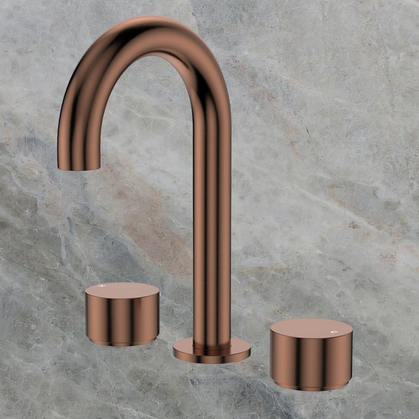 Fienza Kaya Round Hob Set Round Taps Brushed Copper