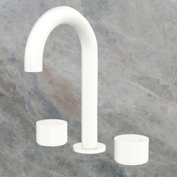 Fienza Kaya Round Hob Set Round Taps Matte White