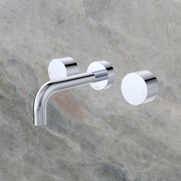 Fienza Kaya Round Taps Wall Basin/Bath 130mm Outlet Set Chrome Lead Free