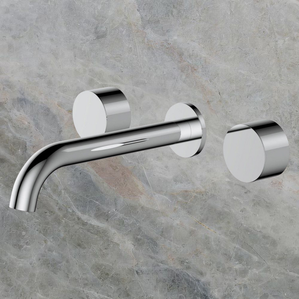 Fienza Kaya Round Taps Wall Basin/Bath 180mm Outlet Set Chrome Lead Free