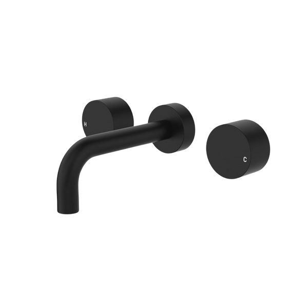 Fienza Kaya Round Taps Wall Basin/Bath 130mm Outlet Set Matte Black Lead Free