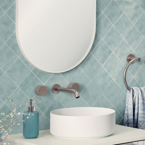 Fienza Kaya Round Taps Wall Basin/Bath 180mm Outlet Set Brushed Nickel Lead Free