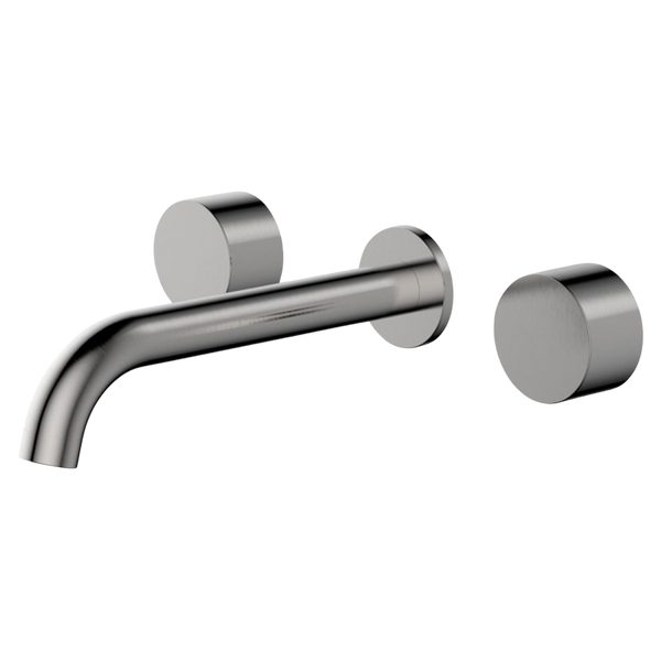 Fienza Kaya Round Taps Wall Basin/Bath 180mm Outlet Set Brushed Nickel Lead Free