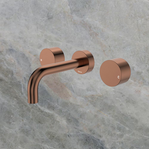 Fienza Kaya Round Taps Wall Basin/Bath 130mm Outlet Set Brushed Copper Lead Free