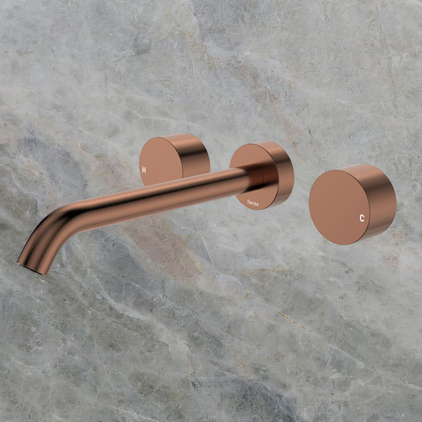 Fienza Kaya Round Taps Wall Basin/Bath 220mm Outlet Set Brushed Copper Lead Free