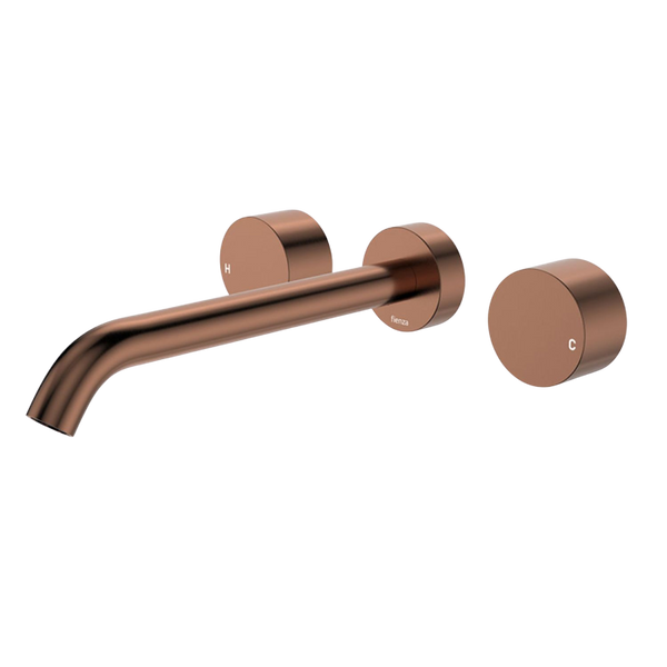 Fienza Kaya Round Taps Wall Basin/Bath 220mm Outlet Set Brushed Copper Lead Free