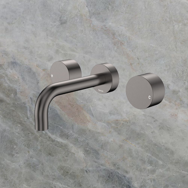 Fienza Kaya Round Taps Wall Basin/Bath 130mm Outlet Set Gunmetal Lead Free