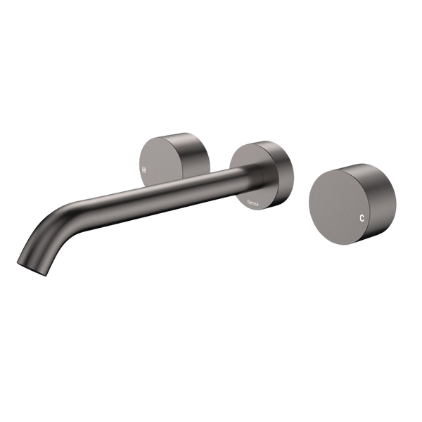 Fienza Kaya Round Taps Wall Basin/Bath 220mm Outlet Set Gunmetal Lead Free