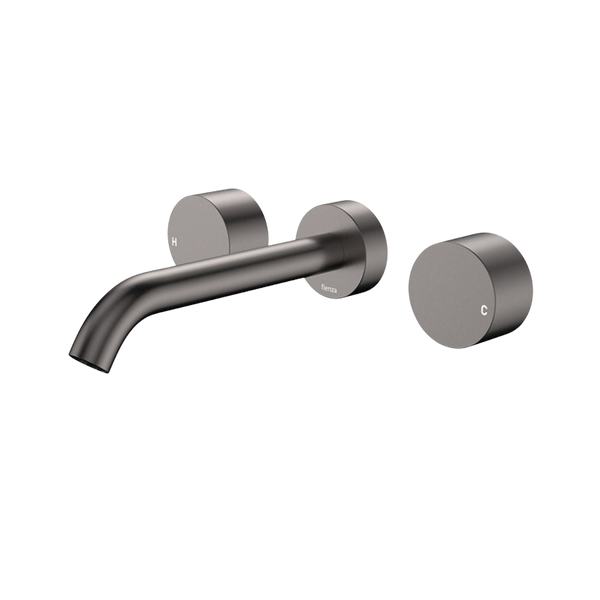 Fienza Kaya Round Taps Wall Basin/Bath 180mm Outlet Set Gunmetal