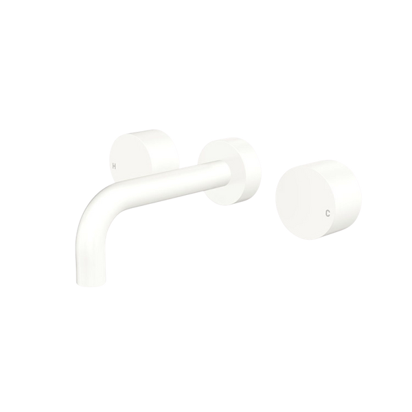Fienza Kaya Round Taps Wall Basin/Bath 130mm Outlet Set Matte White Lead Free
