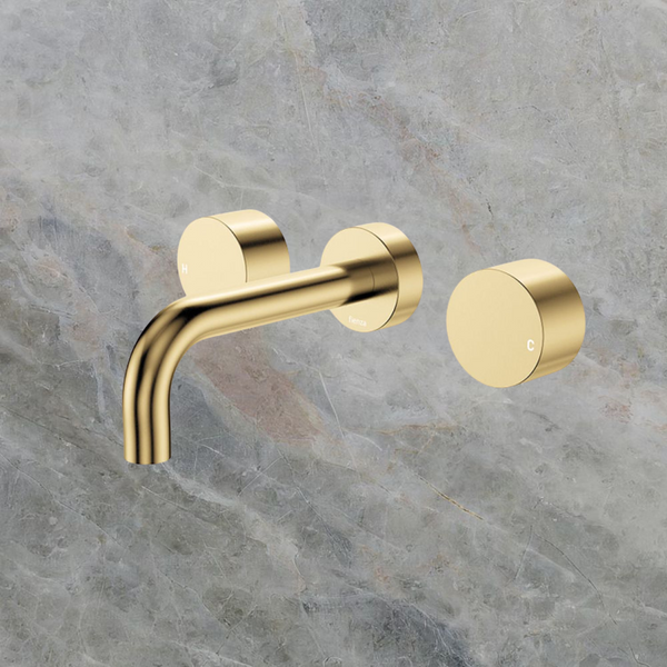 Fienza Kaya Round Taps Wall Basin/Bath 130mm Outlet Set Urban Brass Lead Free