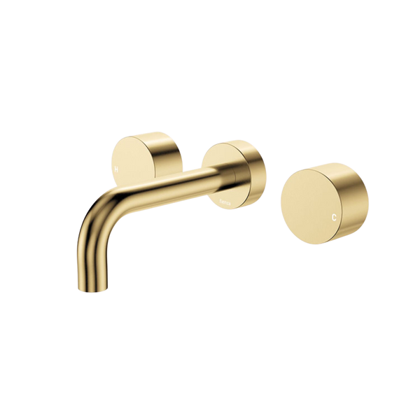 Fienza Kaya Round Taps Wall Basin/Bath 130mm Outlet Set Urban Brass Lead Free