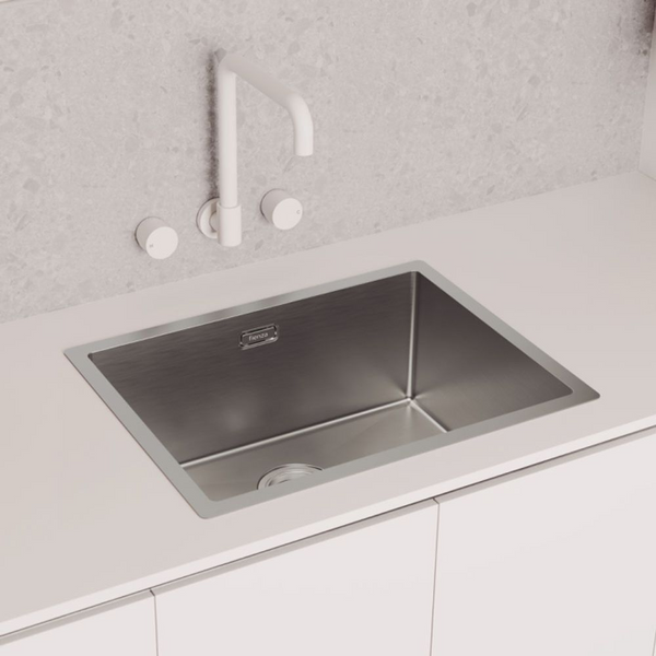 Fienza Kaya Round Taps Squareline Wall Outlet Set Matte White Lead Free
