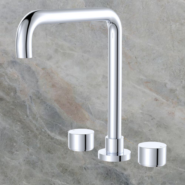Fienza Kaya Round Taps Squareline Hob Outlet Set Chrome Lead Free