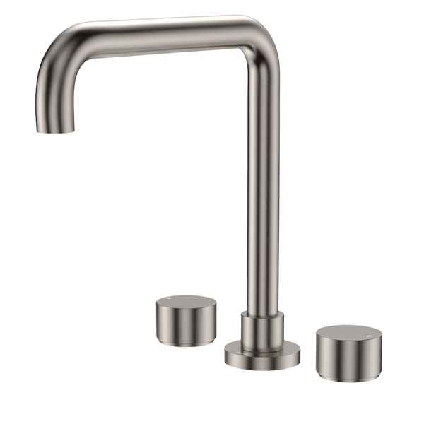 Fienza Kaya Round Taps Squareline Hob Outlet Set Brushed Nickel Lead Free
