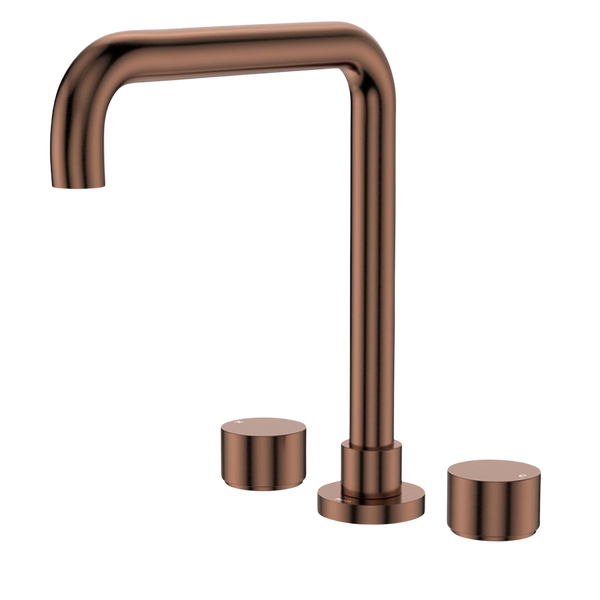 Fienza Kaya Round Taps Squareline Hob Outlet Set Brushed Copper Lead Free