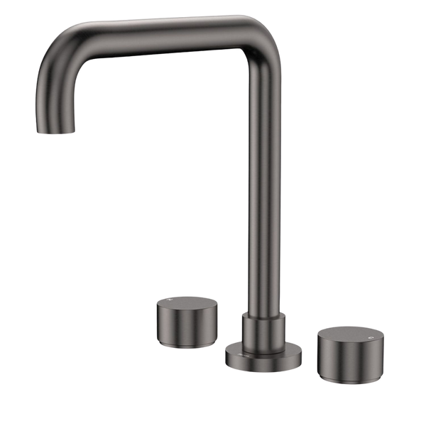 Fienza Kaya Round Taps Squareline Hob Outlet Set Gunmetal Lead Free