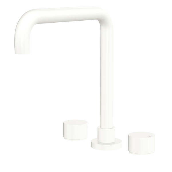 Fienza Kaya Round Taps Squareline Hob Outlet Set Matte White Lead Free