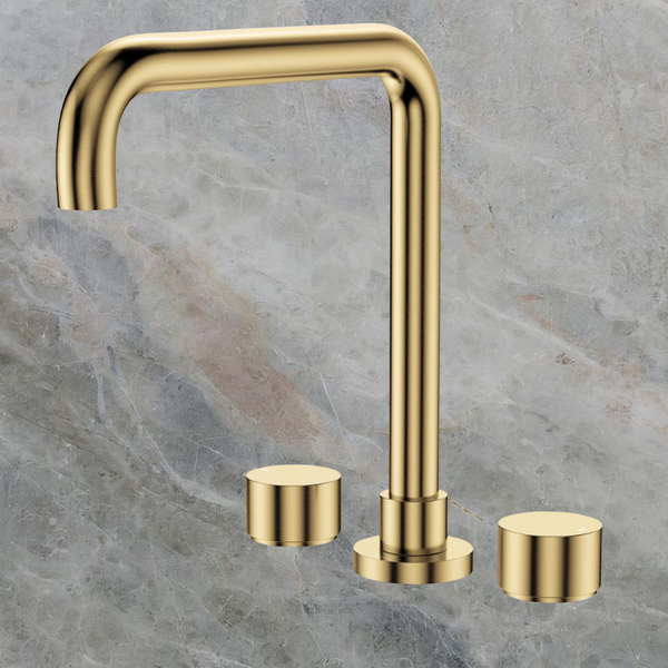 Fienza Kaya Round Taps Squareline Hob Outlet Set Urban Brass Lead Free