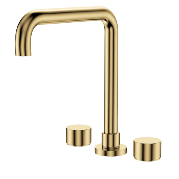 Fienza Kaya Round Taps Squareline Hob Outlet Set Urban Brass Lead Free