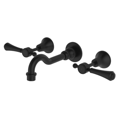 Fienza Lillian Lever Basin/Bath Wall Set Matte Black Lead Free
