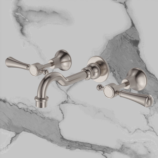 Fienza Lillian Lever Basin/Bath Wall Set Brushed Nickel