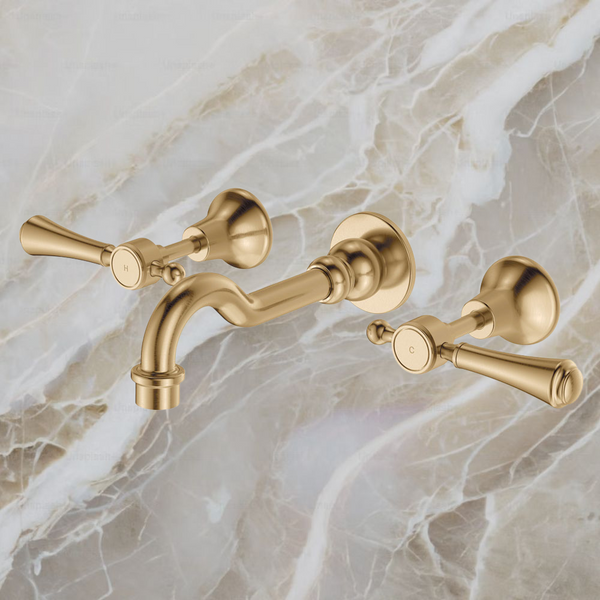 Fienza Lillian Lever Basin/Bath Wall Set Urban Brass