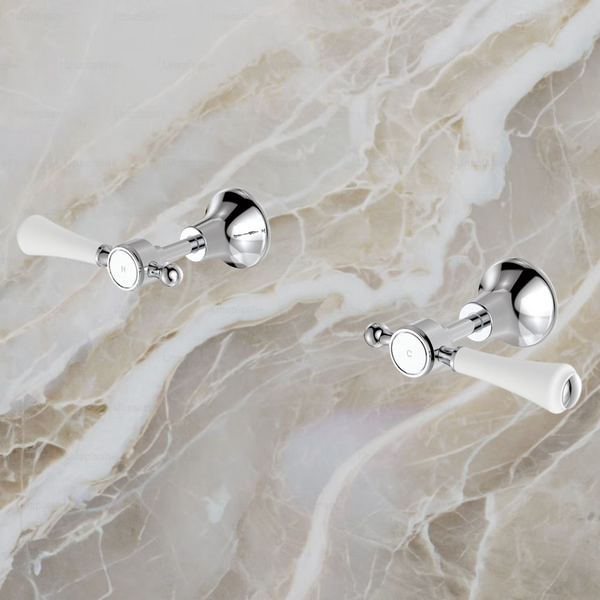Fienza Lillian Lever Wall Top Assemblies Chrome with Ceramic White Handle