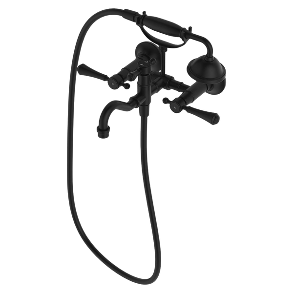 Fienza Lillian Lever Exposed Bath Tap Set with Hand Shower Matte Black